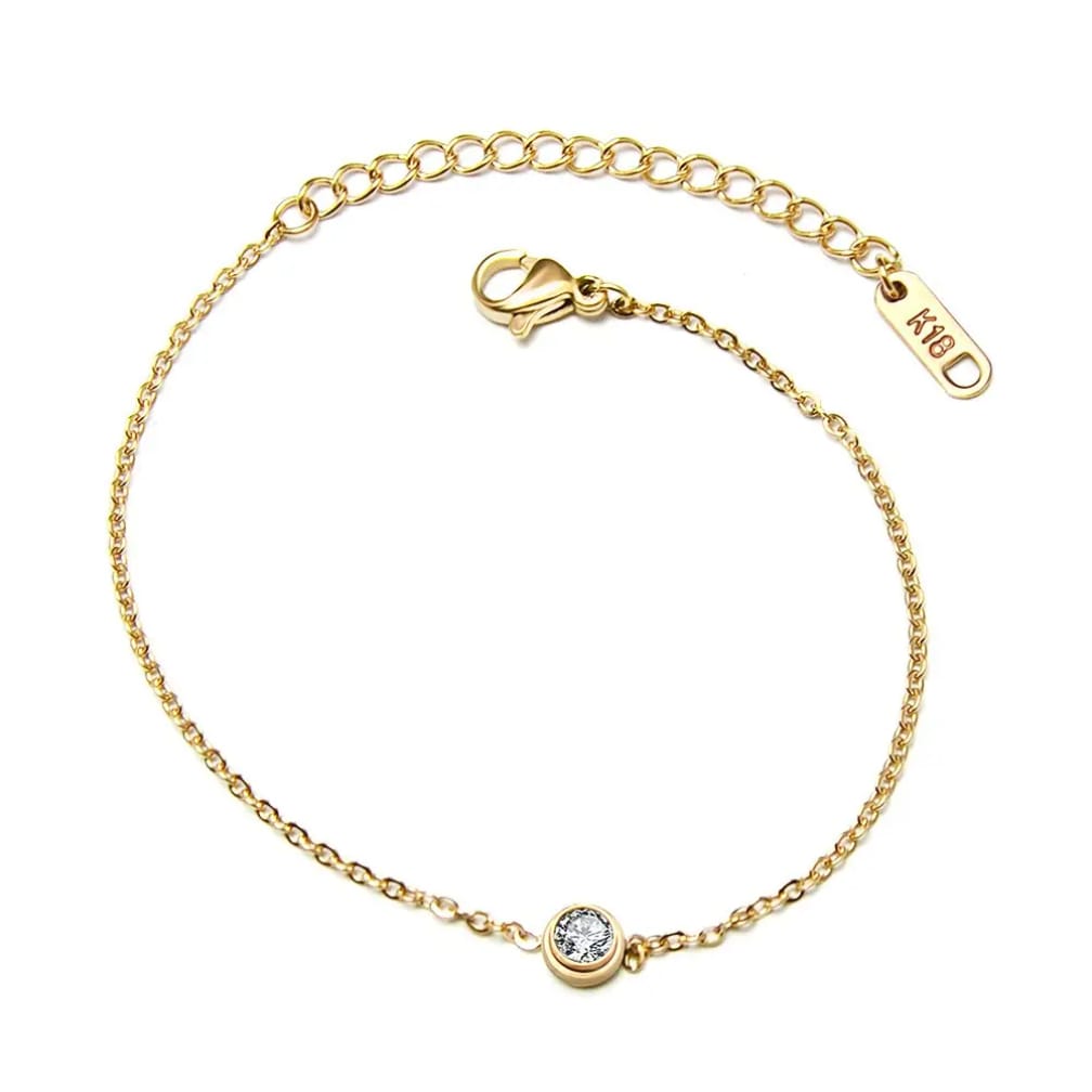 Elegant Single Stone Artificial Bracelet - Adjustable Thin Chain Jewelry for Women