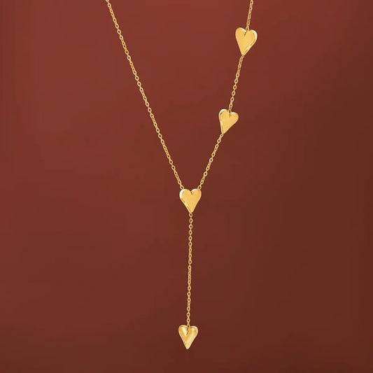 Minimalist Gold-Finished Heart Tassel Necklace - Delicate Layering Piece